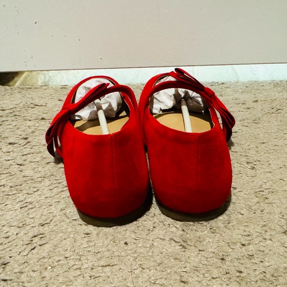 Pretty Journee Collection size 7 red bow strap slip on shoes women new - Picture 4 of 6